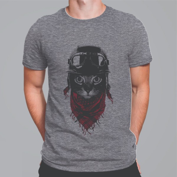 Camiseta cinza Gato motociclista M