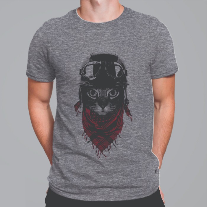 Camiseta cinza Gato motociclista M