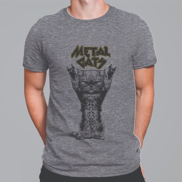 Camiseta Cinza masculina Metal cats P
