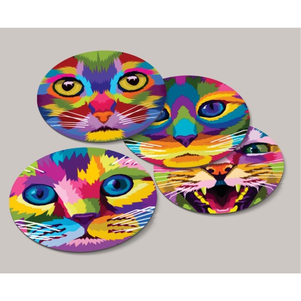 Porta Copo Redondo Gatos Color