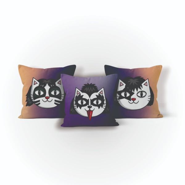 Kit 3 Capas de Almofada Gatos Rock kISS