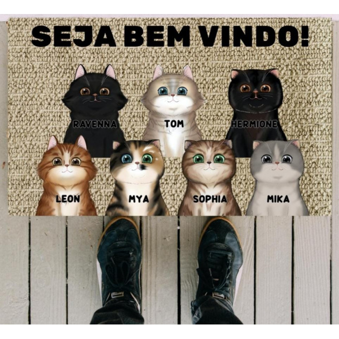 Tapete PERSONALIZADO  Bem - vindo  ATÉ 7 GATOS