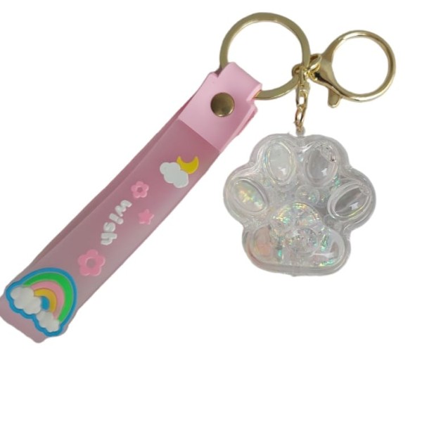 Chaveiro patinha transparente com gliter