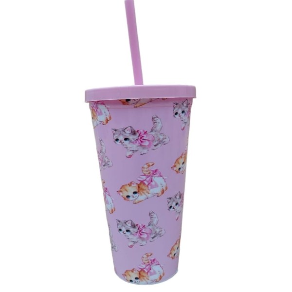 Copo plastico com canudo Gatinha cut