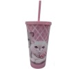 Copo plastico com canudo gatos Glamour