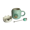 Caneca Verde Tampa + mexedor Gatinho