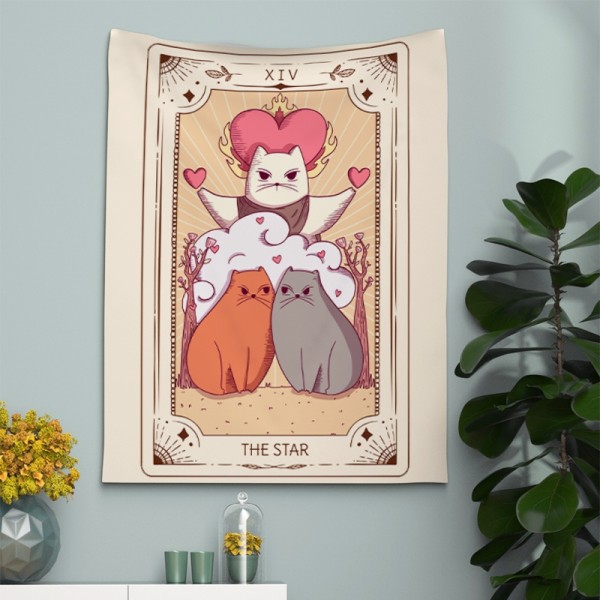 Bandeira Decorativa Gatos Tarot  Amor