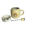 Caneca Amarela Tampa + mexedor Gatinho
