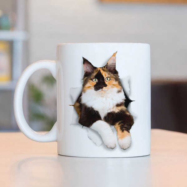 Caneca 3D Gata Tricolor