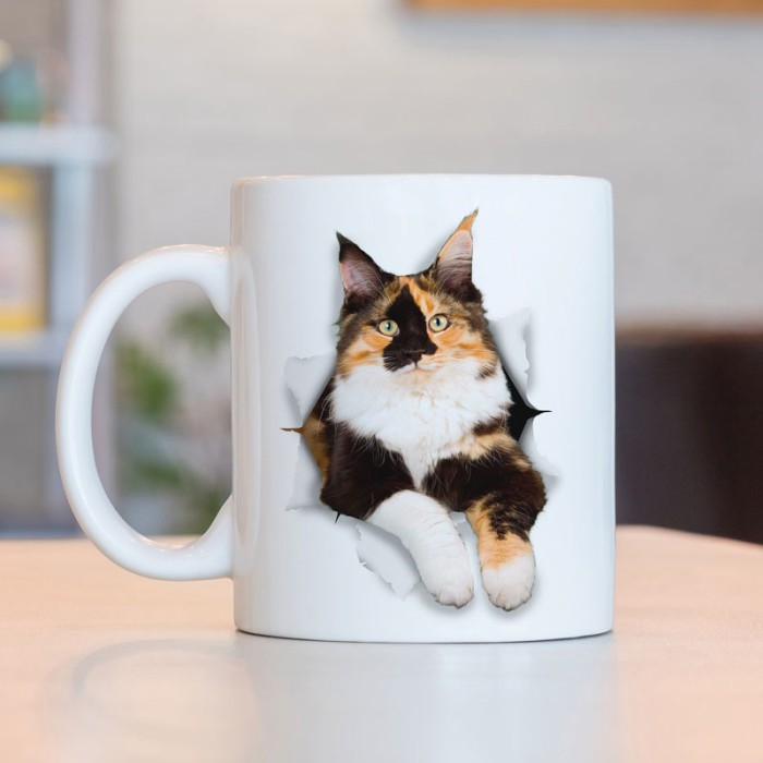 Caneca 3D Gata Tricolor