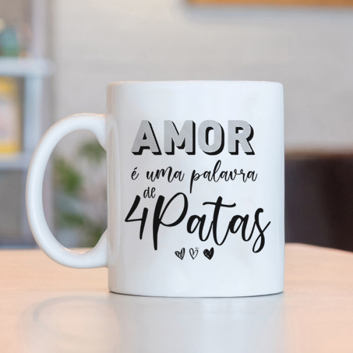 Caneca Amor É Uma Palavra De 4 Patas
