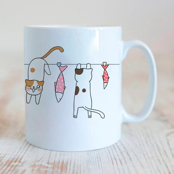 Caneca Gatos Agarradinhos