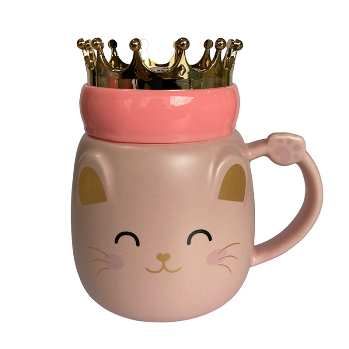 Caneca Rosa Gata Coroa