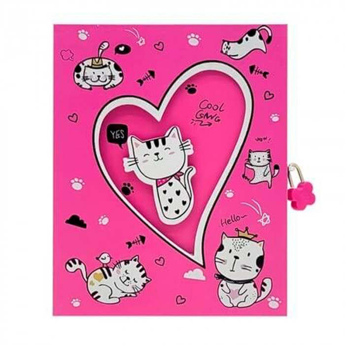 Diário Rosa Gatinho com Cadeado