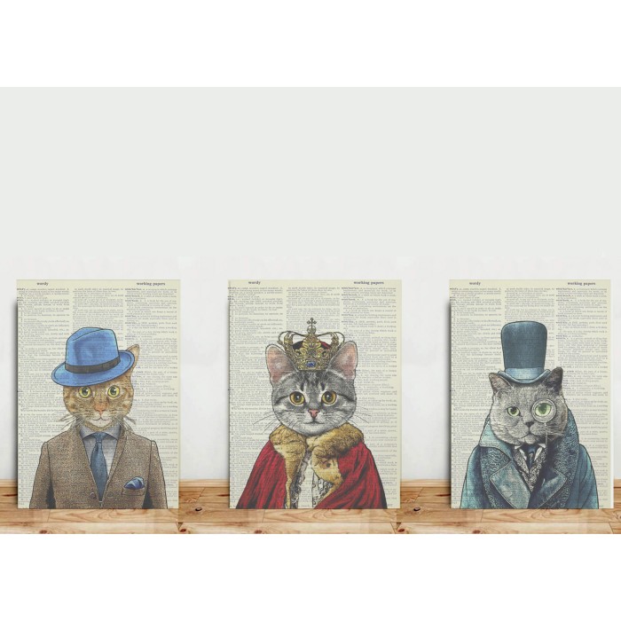 Kit 3 Placas Gatos Vintage
