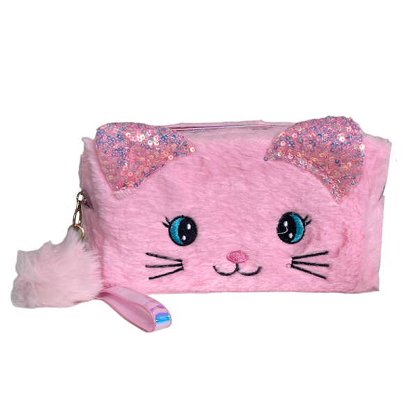 Nécessaire Pelucia Rosa olhar Gatinha