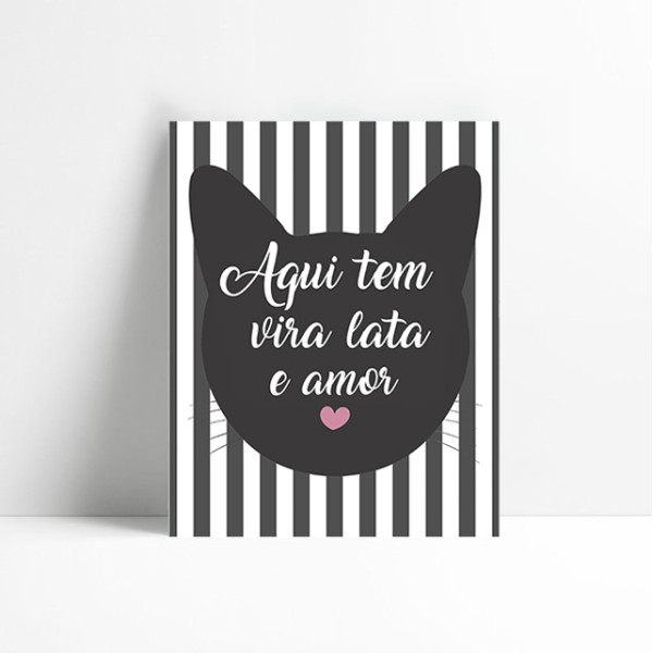 Placa Decorativa aqui tem vira lata e amor