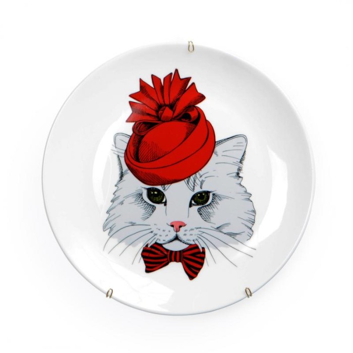 Prato 19 cm Decorativo Gatinha
