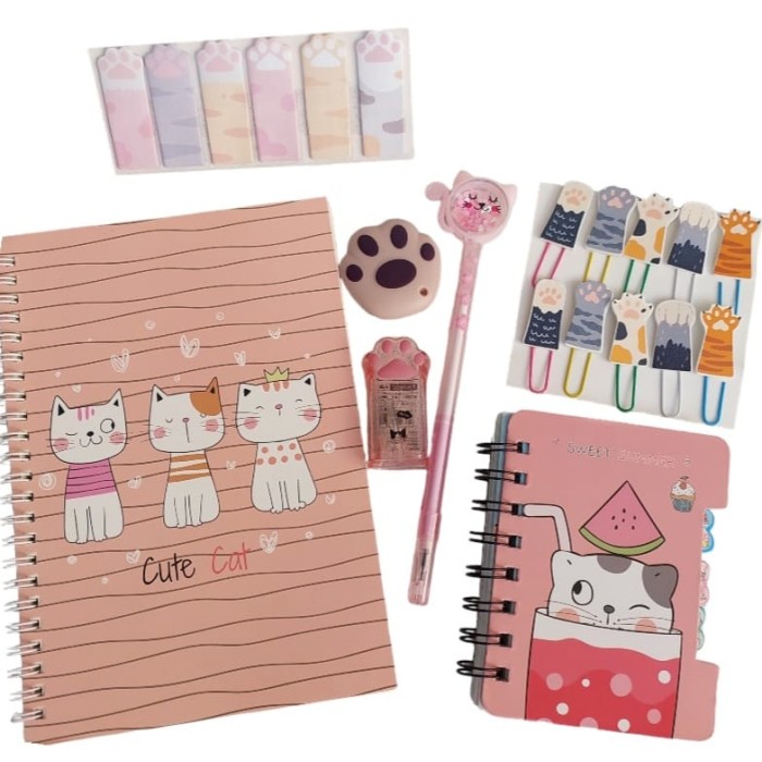 Kit papelaria rosa 7 itens