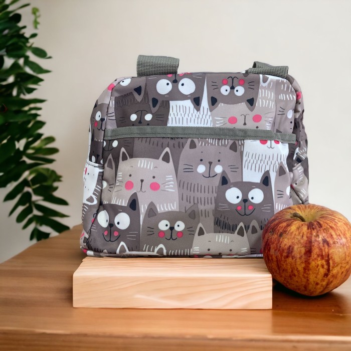 Bolsa  lancheira Térmica  Gatos floquinho cinza