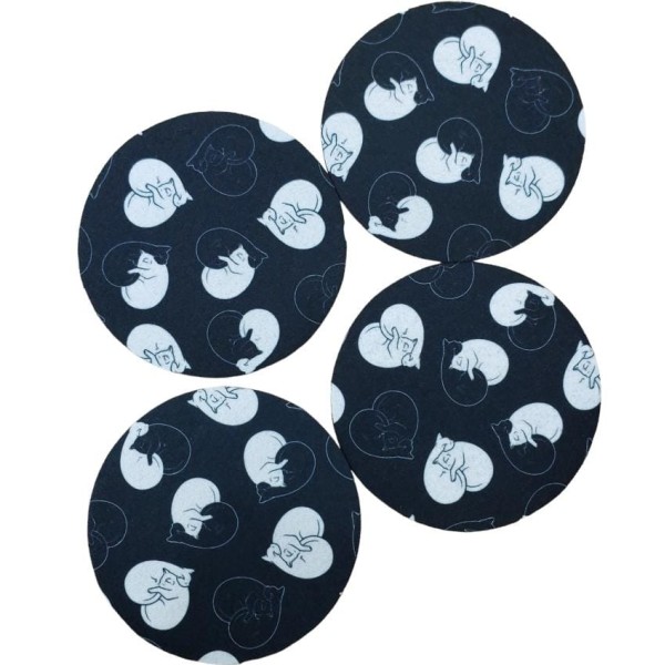 Porta Copo Redondo Ying yang cat