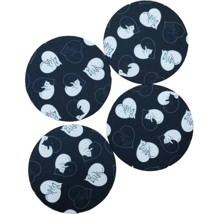 Porta Copo Redondo Ying yang cat