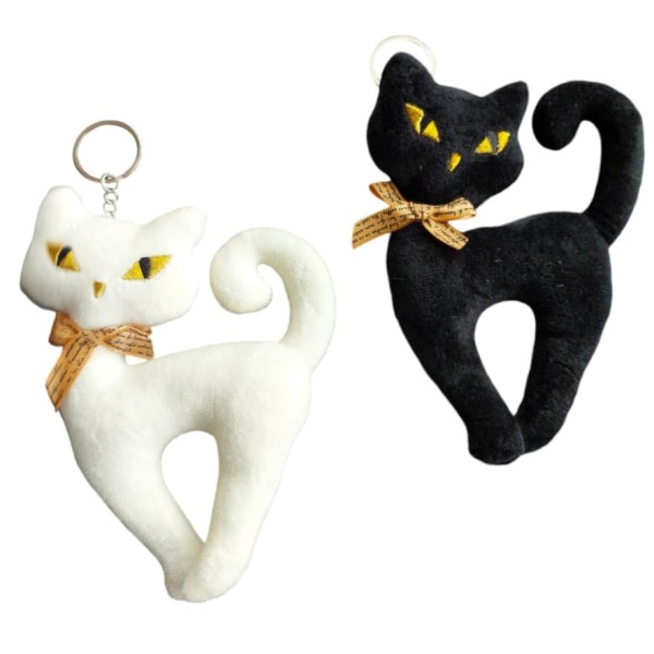 Chaveiro  gata Pelúcia branco ou preto