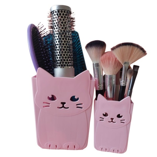 kit porta treco plastico  rosa gatinho