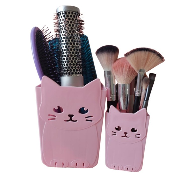 kit porta treco plastico  rosa gatinho
