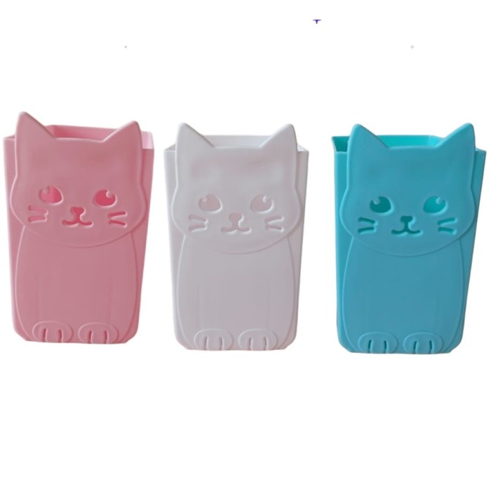 Porta treco plastico,  lapis, caneta,escova de dente   gatinho