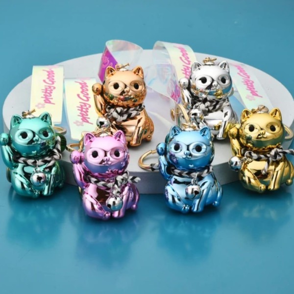 Chaveiro Gatos da sorte brilhante