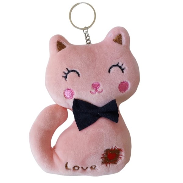 Chaveiro gatinha pelucia rosa