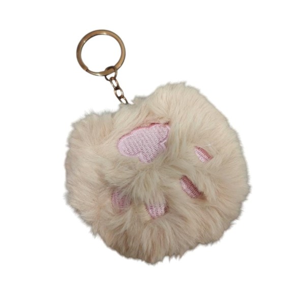 Chaveiro Pompom bege Patinha
