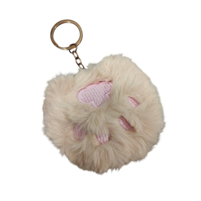 Chaveiro Pompom bege Patinha