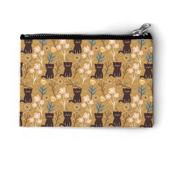 Porta moedas  Bege Gatos e Flores