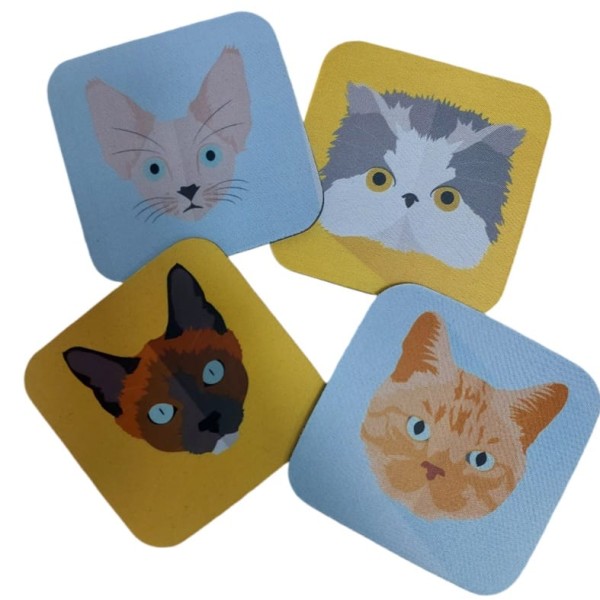 Porta Copo quadrado cara de  gatos