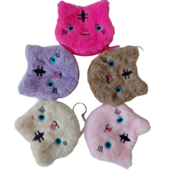 Porta moedas pelúcia carinha de gatinho
