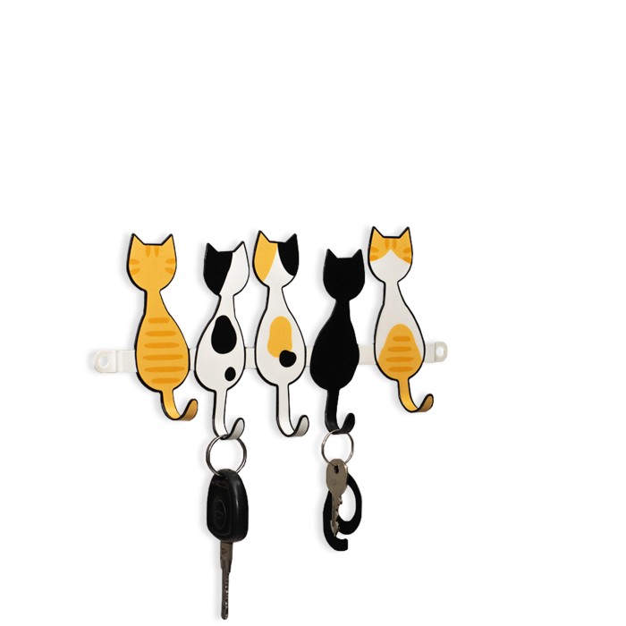 Porta chaves aço  gatos coloridos