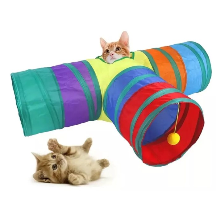 Túnel Para Gatos Em Formato T Dobrável Com 3 Saídas