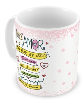 Caneca Gatinho Um amor pra ficar assim agarradinho