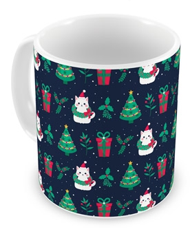 Caneca Natal Gatos e Arvores