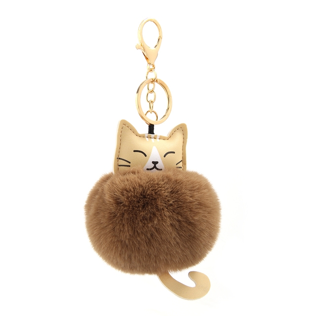 Chaveiro Gatinha bege Pompom marron