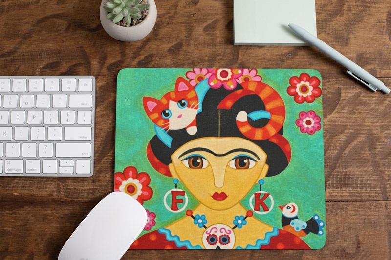 Mouse pad frida e gato lano
