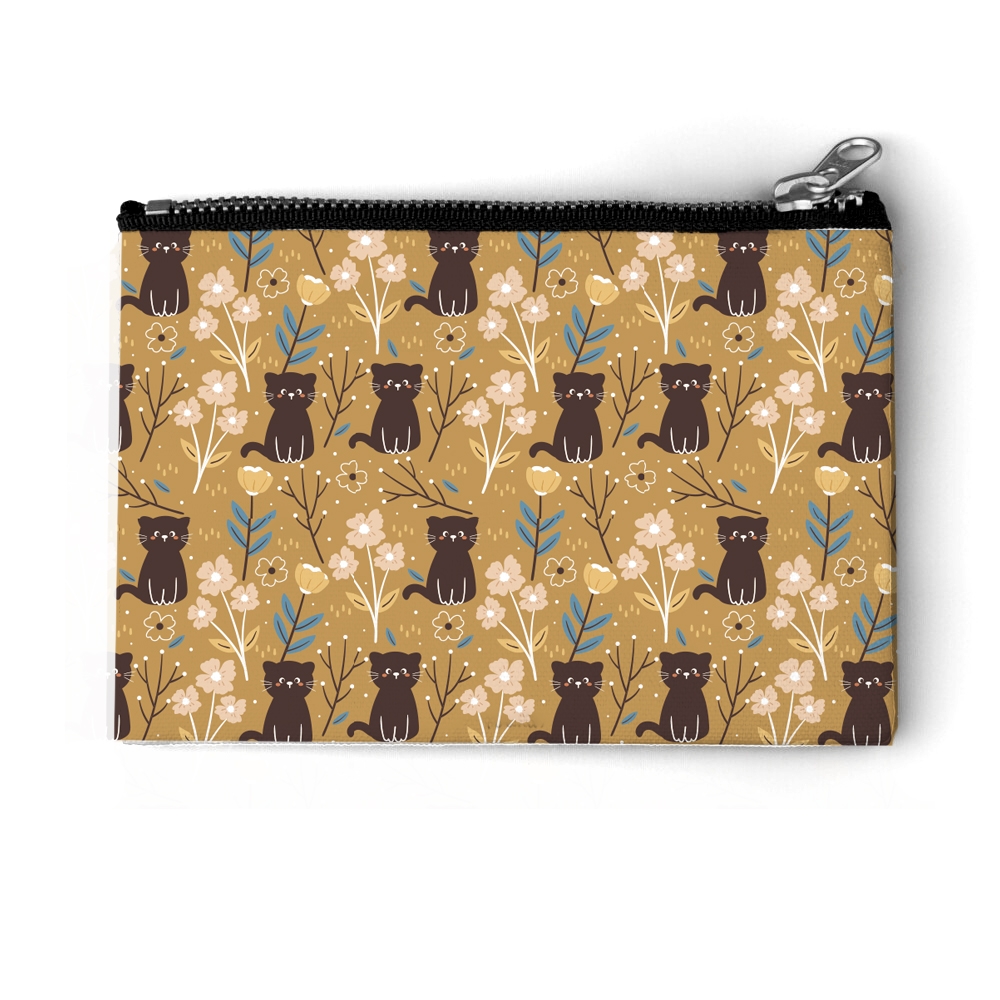 Porta moedas  Bege Gatos e Flores